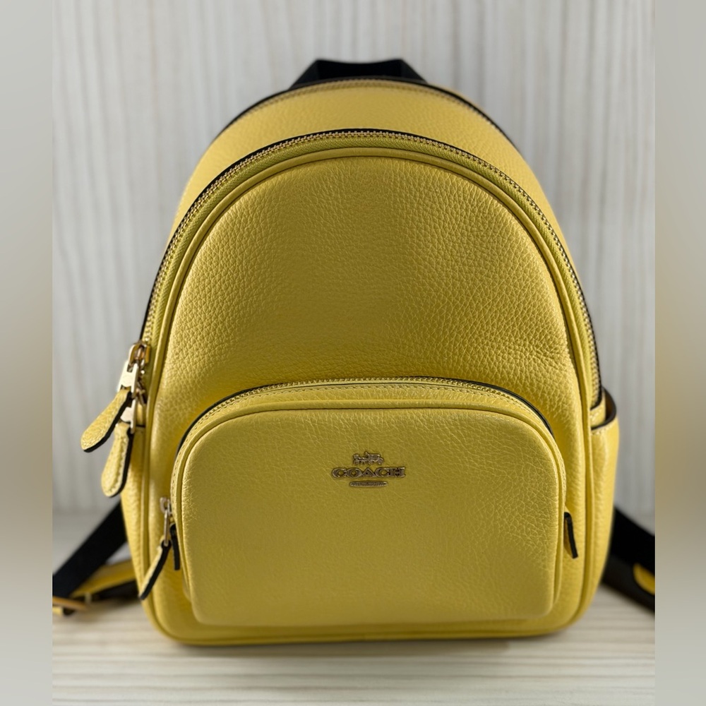 Coach Yellow Pebbled Leather Mini Backpack
